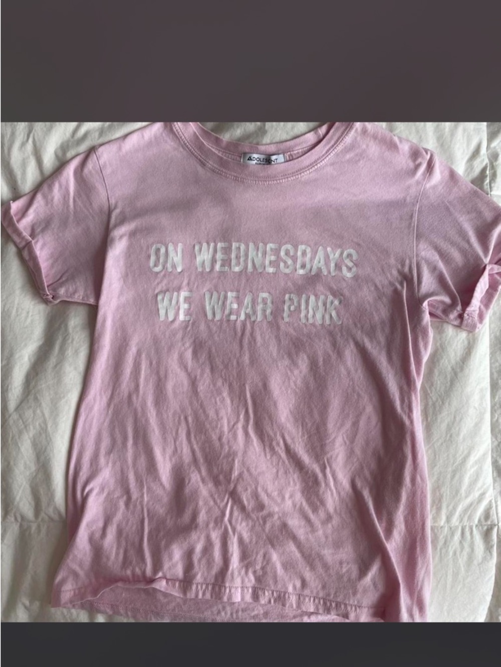 Light Pink Graphic Tee with 'On Wednesdays We Wear Pink' Slogan